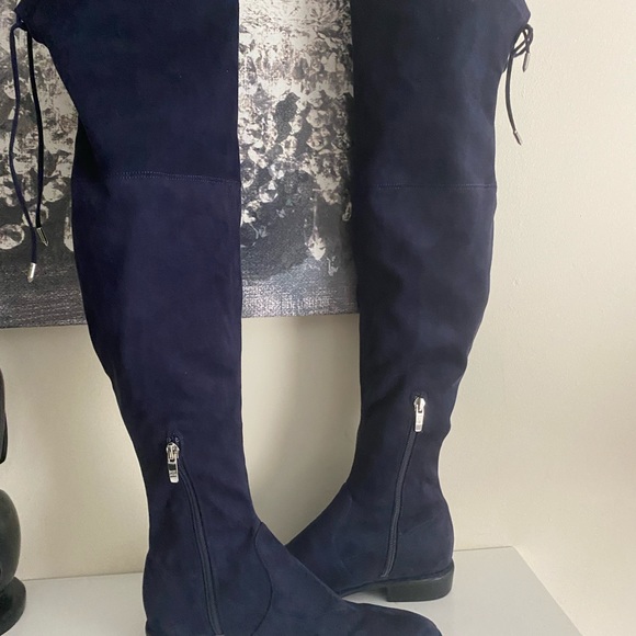 Marc Fisher Humor Blue Suede over the knee boots - Picture 6 of 14